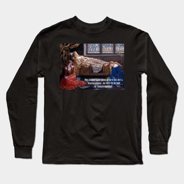 All Day In Bed Long Sleeve T-Shirt by ArtShare